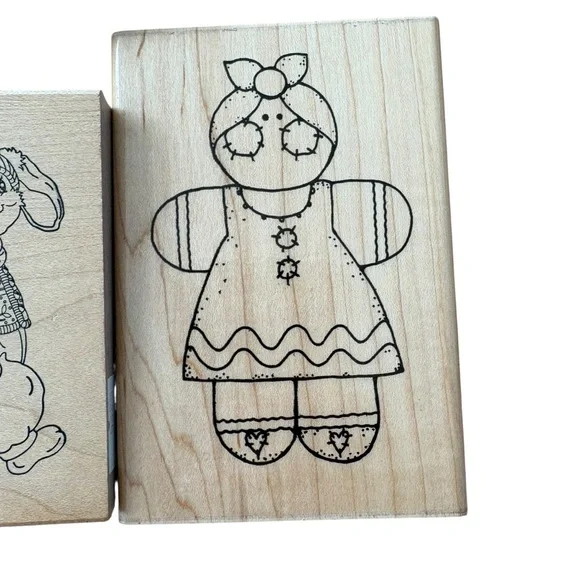 Lot of 5 Vintage Christmas Wood Mount Rubber Stamps Jumbo 1990s Bundle of 5 - Picture 6 of 10